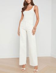 L'Agence - L’AGENCE Scottie High Rise Wide Leg Jeans In Macadamia - Buy Online