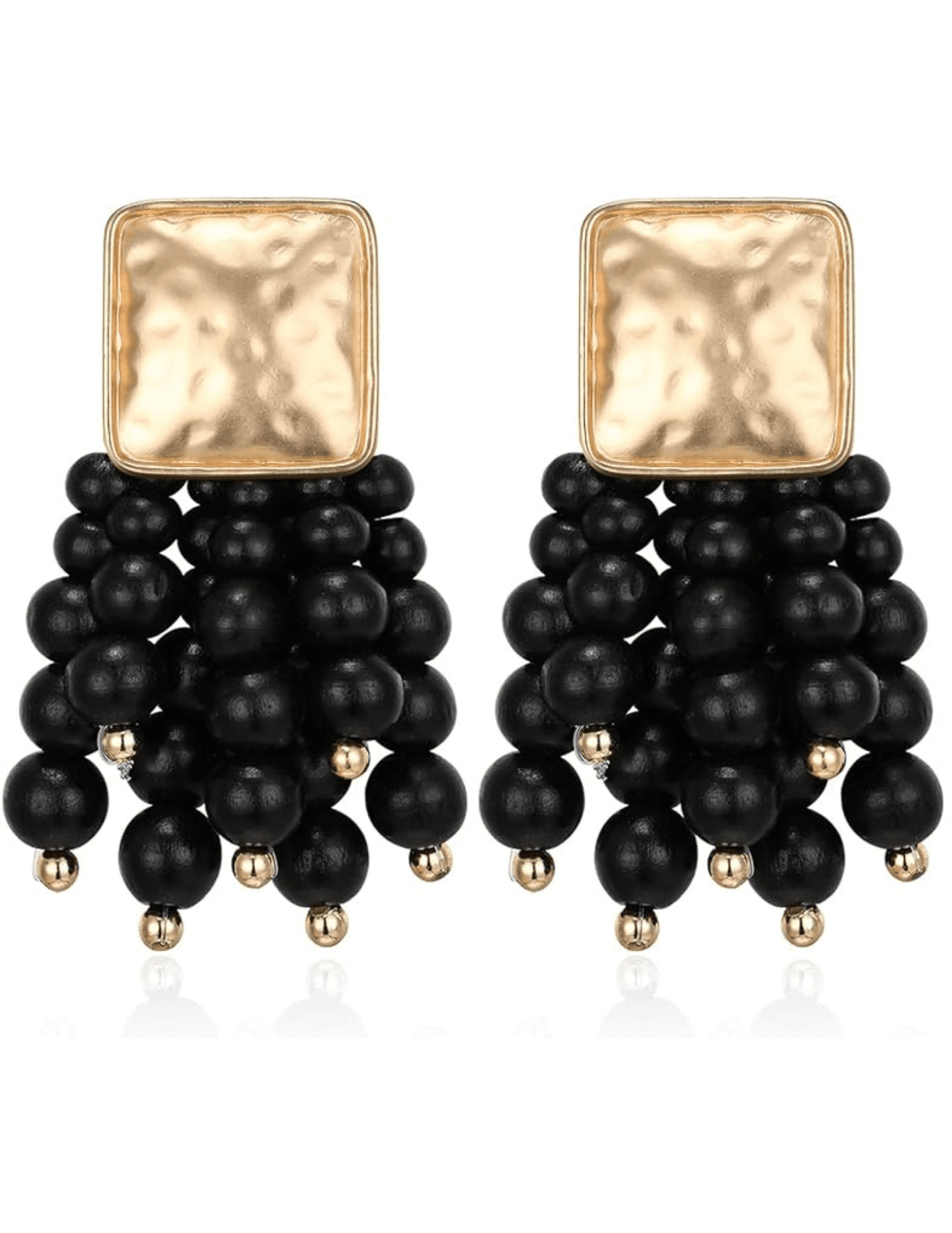Steven Dann - Steven Dann Hammered Metal Beaded Tassel Earrings - Buy Online
