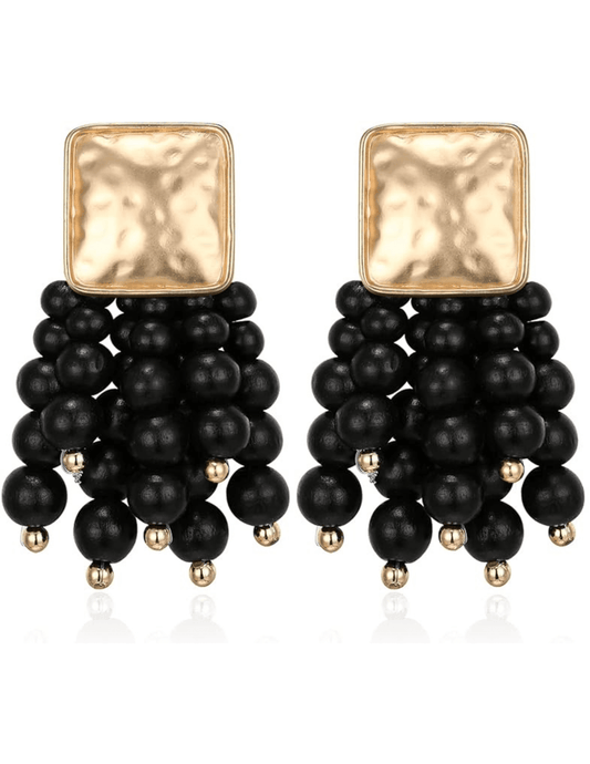 Steven Dann - Steven Dann Hammered Metal Beaded Tassel Earrings - Buy Online