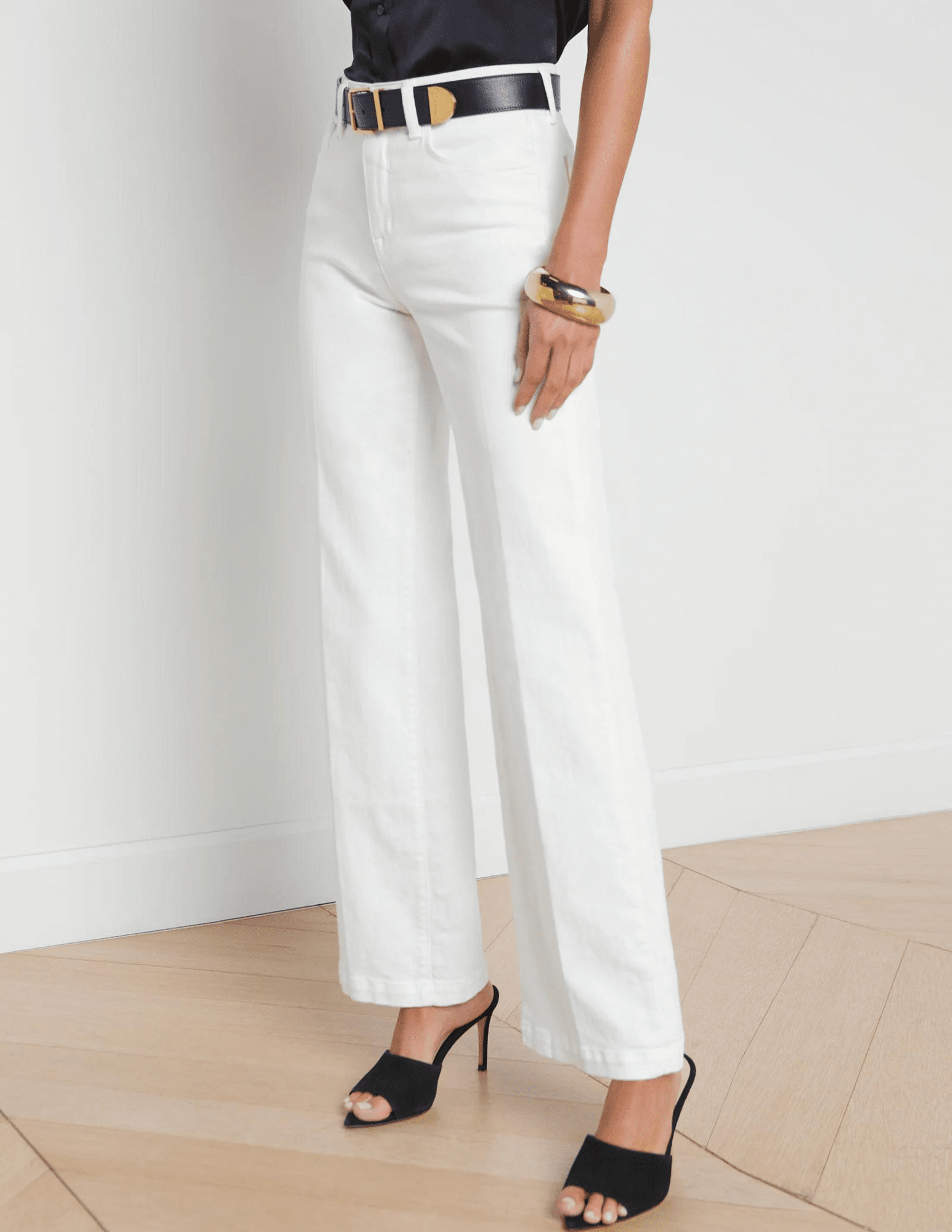 L'Agence - L’AGENCE Scottie High Rise Wide Leg Jeans In Blanc - Buy Online
