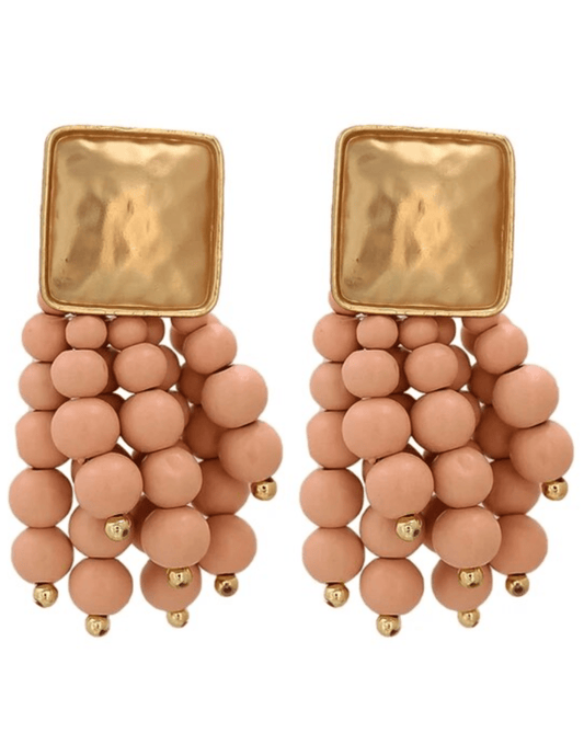 St. Barths La Robe - St. Barths La Robe Hammered Metal Beaded Tassel Earrings - Buy Online