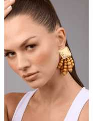 St. Barths La Robe - St. Barths La Robe Hammered Metal Beaded Tassel Earrings - Buy Online