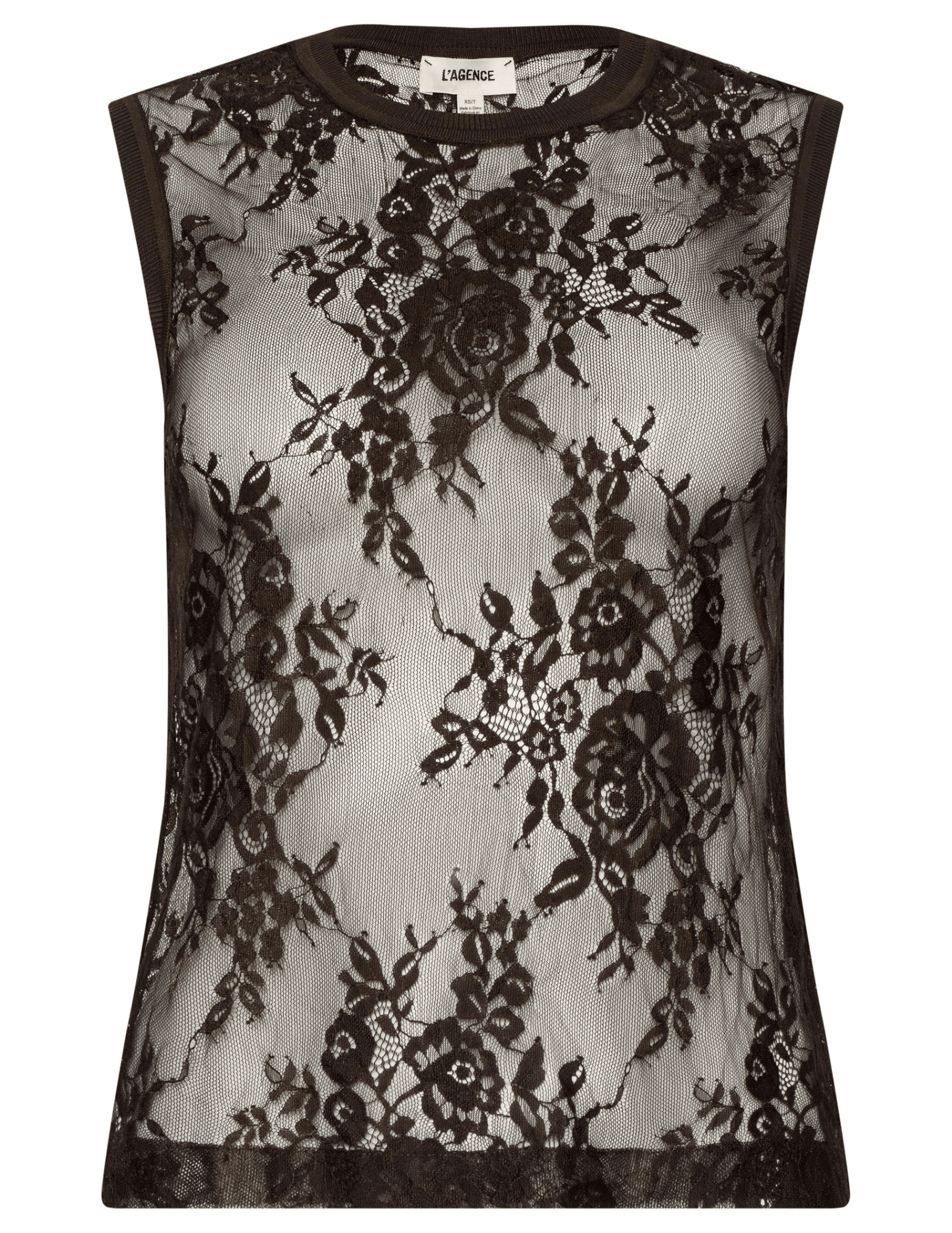 L'Agence - PRE-ORDER-L'AGENCE Brax Floral Lace Tank in Dark Brown - Buy Online