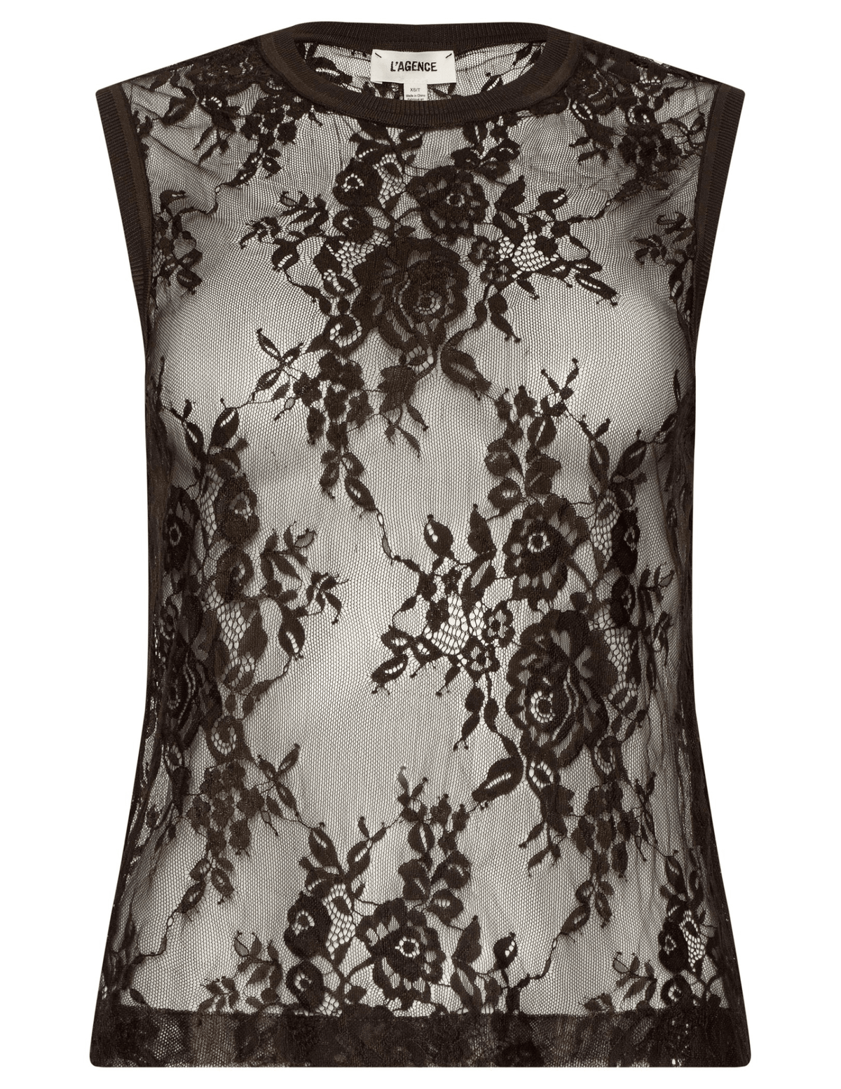 L'Agence - PRE-ORDER-L'AGENCE Brax Floral Lace Tank in Dark Brown - Buy Online