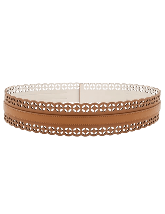 St. Barths La Robe Leather Laser-cut Waist Belt