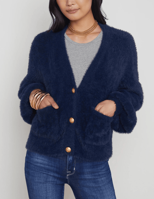 L'Agence Harriet Blouson Sleeve Cardigan