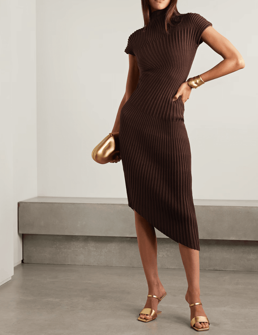 PRE-ORDER-Cult Gaia Chrysta Knit Midi Dress in Java