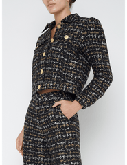 L'Agence Kasey Bracelet Sleeve Tweed Cropped Jacket