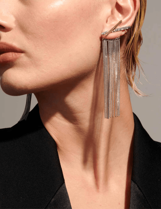 Austin Blaze Pavé Two Tone Tassel Earrings