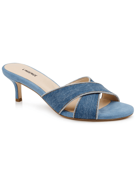 PRE-ORDER-L'Agence Aveline Denim Mule Sandal