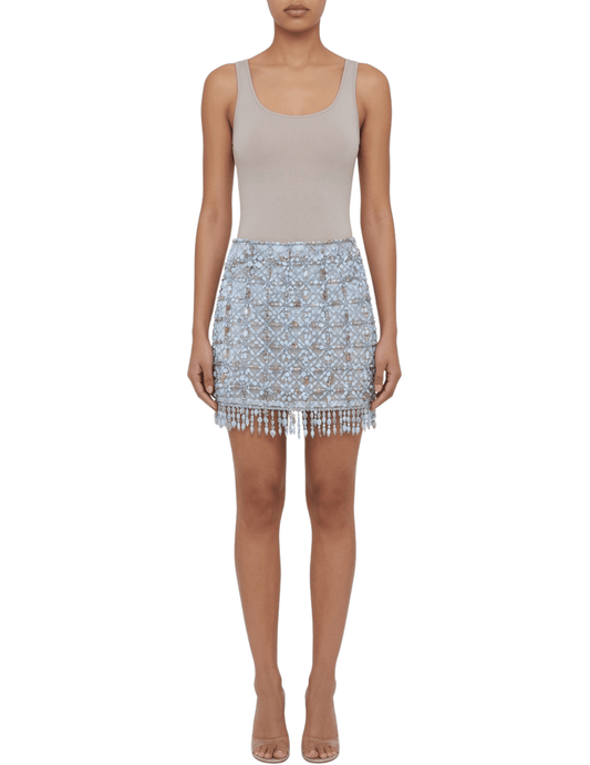 Cult Gaia Idalia Beaded Mini Skirt in Coastal