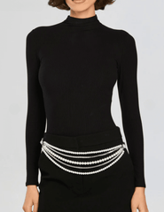 Retrofête Chloe Pearl Rhinestone Chain Belt