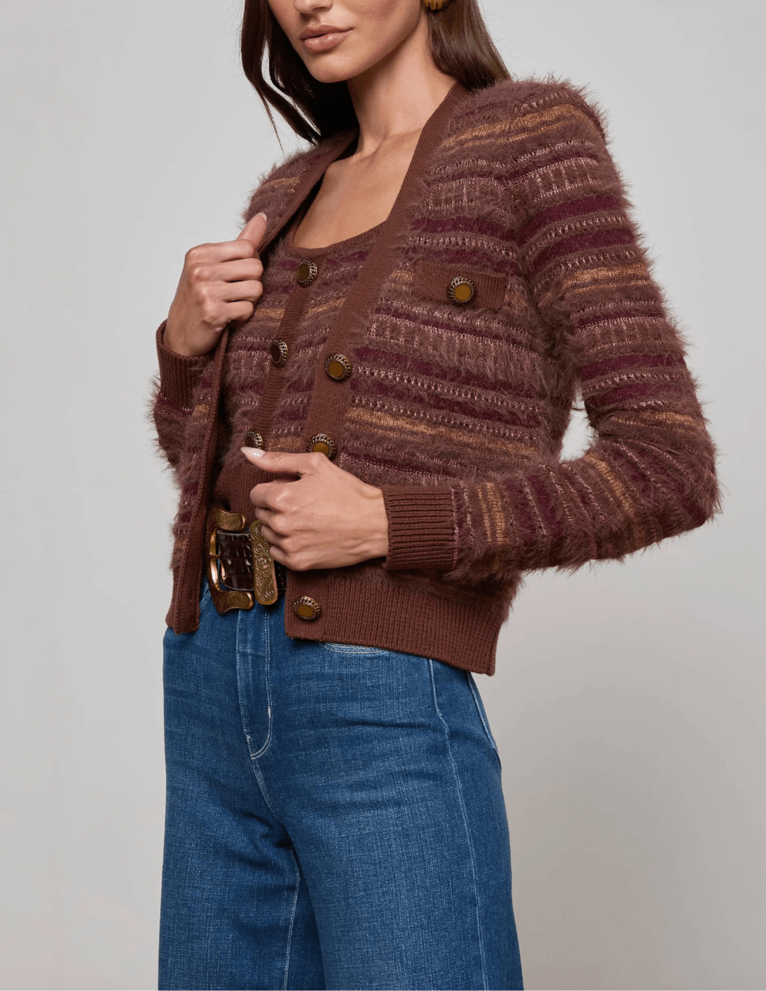 L'Agence - L'AGENCE Ariadne Mixed Stitch Cardigan - Buy Online