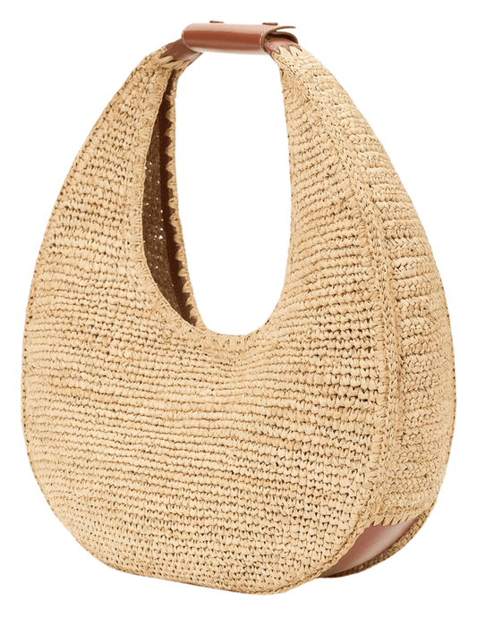 STAUD Large Moon Raffia Tote Bag