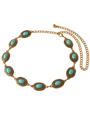 Austin Blaze Turquoise Concho Coin Chain Belt