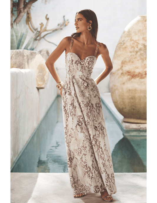 PRE-ORDER-L'Agence Sutton Beaded Strap Maxi Dress