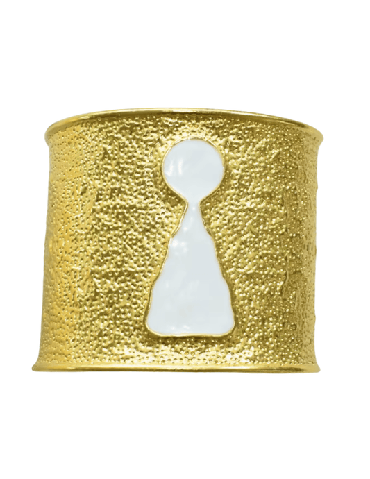 PRE-ORDER-Fleur de Camélia Keyla Abstract Cuff – Gold & White