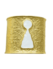 PRE-ORDER-Fleur de Camélia Keyla Abstract Cuff – Gold & White