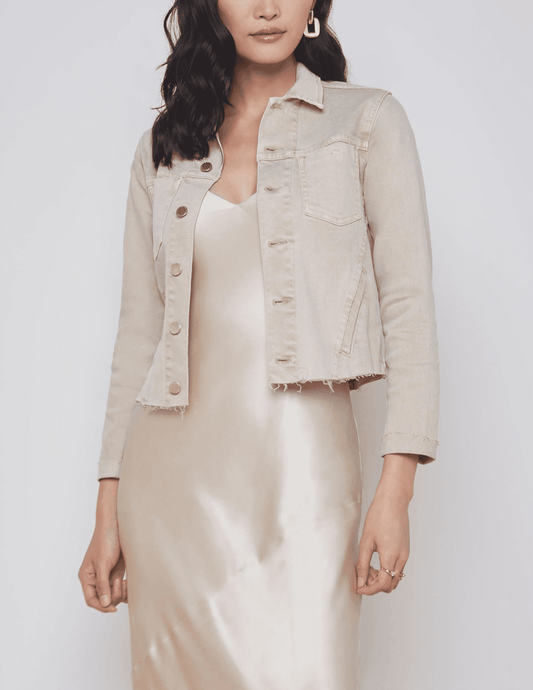 L'AGENCE Janelle Slim Denim Jacket Biscuit