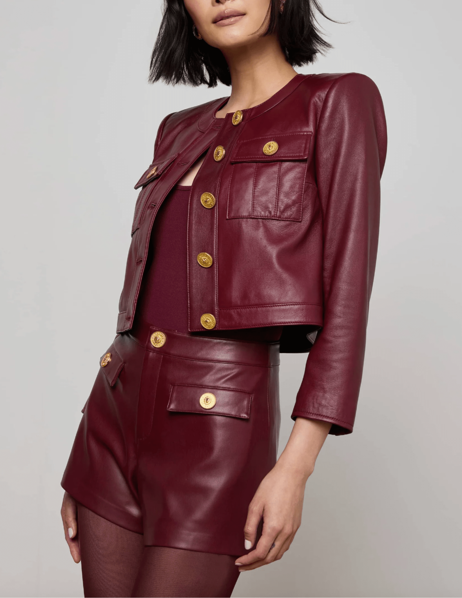L'Agence - L'AGENCE Deidra Collarless Leather Jacket - Buy Online