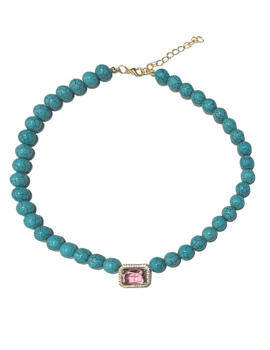 Austin Blaze Turquoise Embellished Crystal Collar Necklace