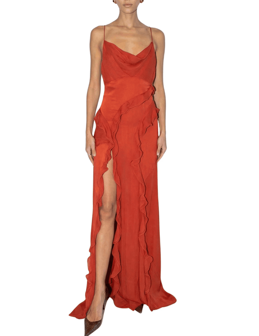 Ronny Kobo Milena Maxi Dress in Burnt Orange