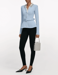 Self-Portrait - PRE-ORDER-Self-Portrait Crystal Trim Peplum Cardigan - Buy Online
