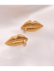 Fleur de Camélia Pierced Mouth Statement Earrings