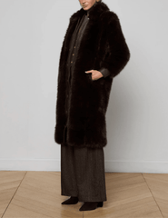 PRE-ORDER-L'AGENCE Irisa Faux Fur Coat In Coffee Bean