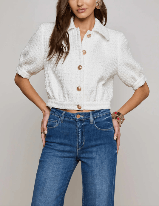 L'AGENCE Cove Tweed Short Sleeve Jacket