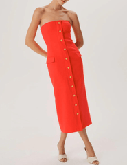 Ronny Kobo Rose Strapless Midi Dress