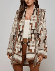 L'Agence - L'AGENCE Jair Jacquard Fringe Cardigan - Buy Online