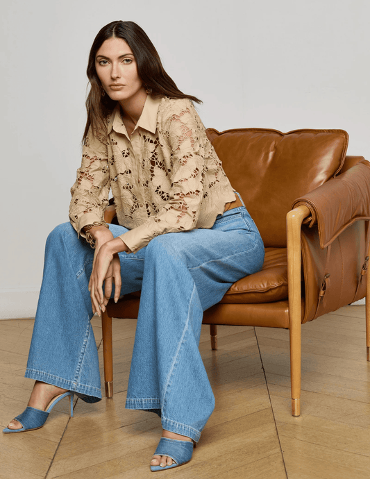 L'Agence Seychelle Lace Cropped Blouse