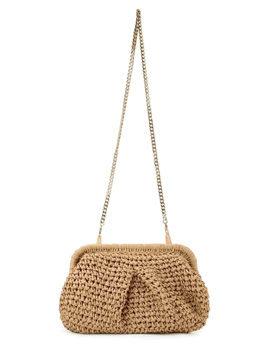 St. Barths La Robe - St. Barths La Robe August Straw Pouch Clutch in Caramel - Buy Online