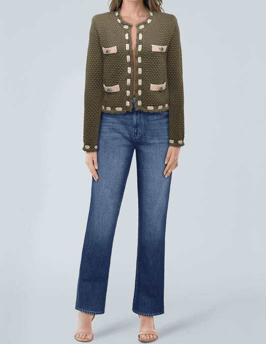 L'Agence - PRE-ORDER-L'AGENCE Astor Contrast Trim Cardigan - Buy Online