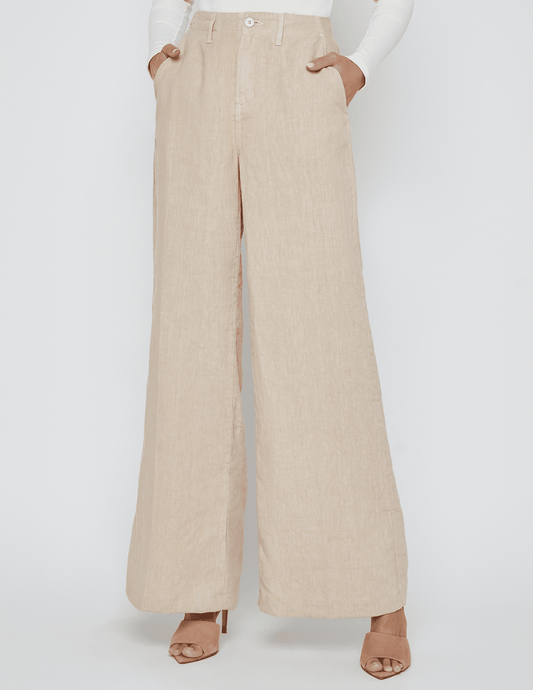 L'Agence Brie High Rise Wide Leg Linen Pan