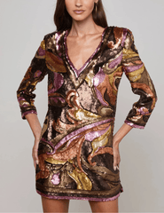 L'Agence - PRE-ORDER-L'AGENCE Octavia Sequin V-Neck Mini Dress - Buy Online