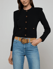 L'AGENCE Patsy Cropped Cardigan in Black