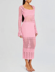 PRE-ORDER-Retrofête Airie Knit Crochet Midi Dress