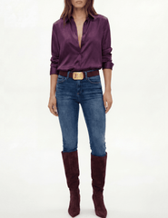 PRE-ORDER-L'AGENCE Tyler Long Sleeve Blouse in Dark Plum
