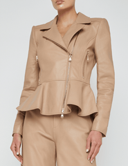 PRE-ORDER-L'Agence Lyric Leather Peplum Jacket