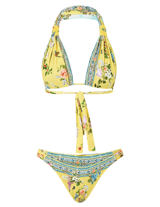 PRE-ORDER-Camilla Reversible Gathered Tab Halter Bikini Set