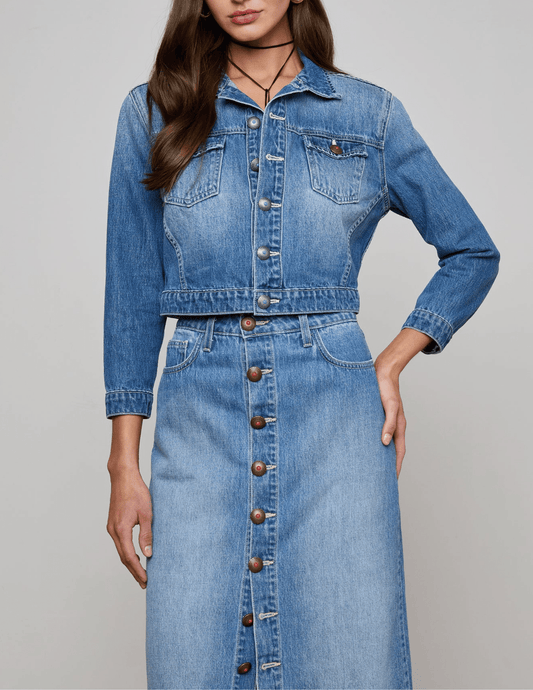 L'Agence Koda Cropped Denim Jacket