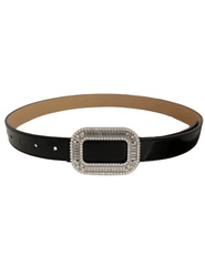 Fleur de Camélia Stella Mini Leather Embellished Belt in Black