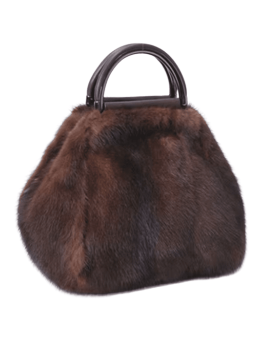 Fleur de Camélia - PRE-ORDER-Fleur de Camélia Daria Mink Top Handle Bag in Chocolate - Buy Online