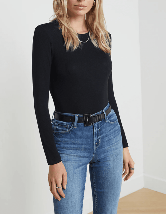 L'Agence Tess Micro Modal Crew Neck Long Sleeve Tee