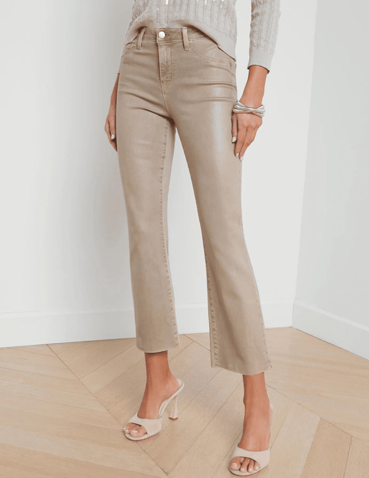 L'Agence Kendra High Rise Cropped Coated Jean