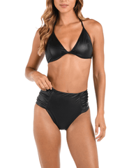 L'Agence Annabelle Faux Leather Triangle Bikini Top