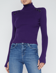 PRE-ORDER-L'Agence Reeves Shoulder Pad Button Detail Turtleneck