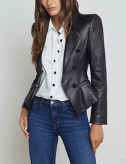 L'Agence Andalusia Tailored Leather Blazer